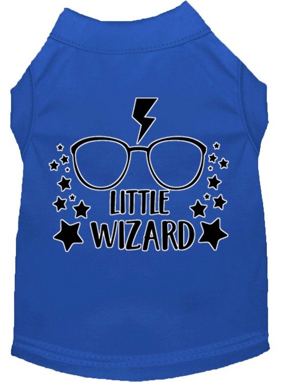 Little Wizard Screen Print Dog Shirt Blue XS